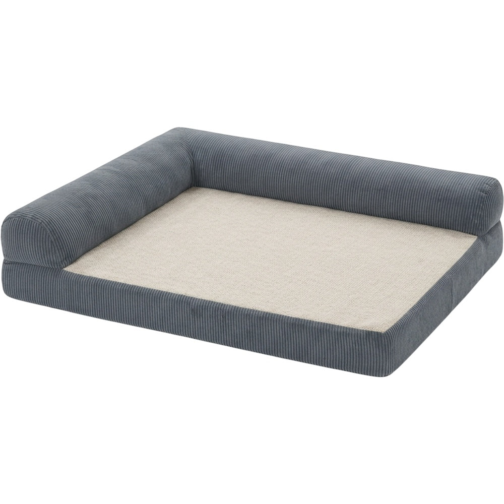 Ypvkd Large L-Shaped Corduroy Bolster Dog Bed Slate Oatmeal 112 cm - Product view