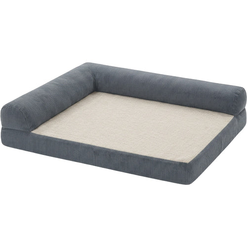 Ypvkd Large L-Shaped Corduroy Bolster Dog Bed Slate Oatmeal 112 cm - Product view