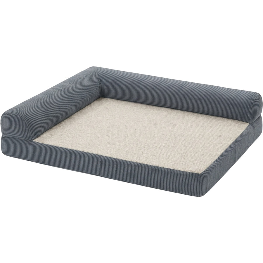 Ypvkd Large L-Shaped Corduroy Bolster Dog Bed Slate Oatmeal 112 cm