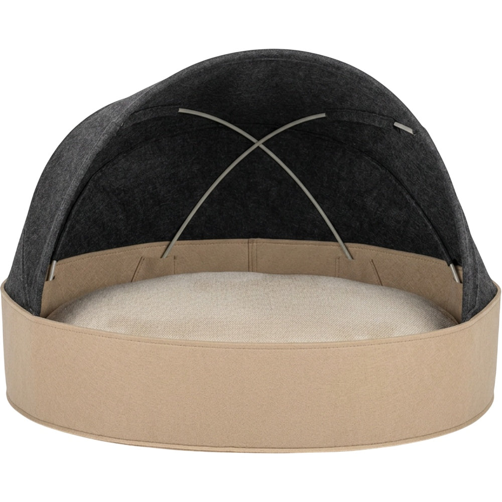 Ypvkd Large Removable-Hood Felt Cave Dog Bed Sand Charcoal 105 cm - Product view