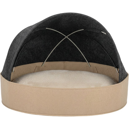 Ypvkd Large Removable-Hood Felt Cave Dog Bed Sand Charcoal 105 cm - Product view